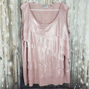 Avenue Metallic Ruffle Layered Tank Top